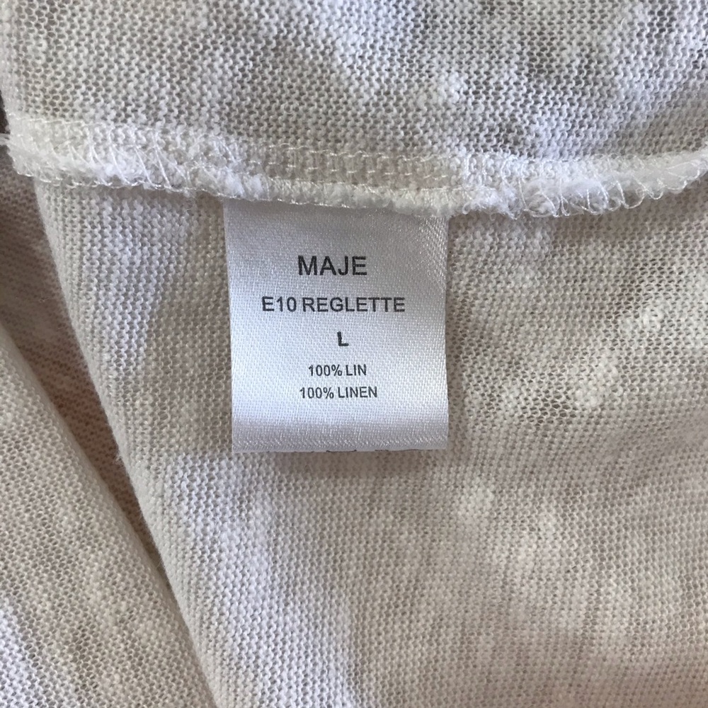 MAJE Ivory Linen Tank With 3D Design Black Trim - Picture 7 of 8